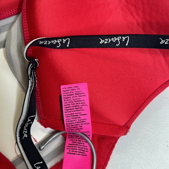 La Senza Padded Bra Size S Red With Black, White and Sparkly Stripes - Picture 5 of 5